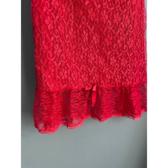 Pink Lady Lingerie Vintage 70s Red Lace Skirt Slip - Picture 2 of 4